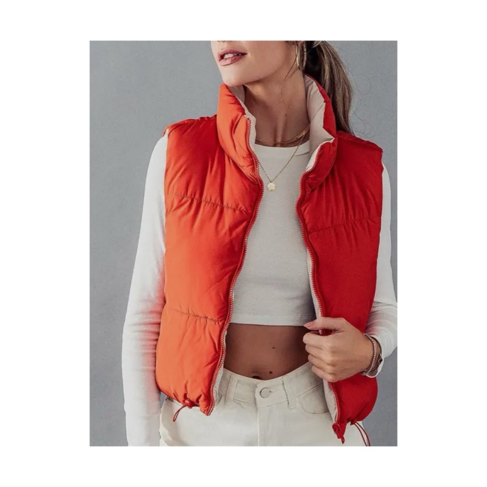 Stand Collar Reversible Puffer Vest